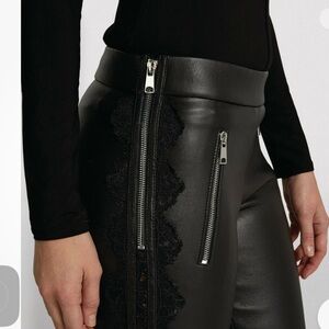 Alexander McQueen lace trim skinny leather pants size 40 worn gently.